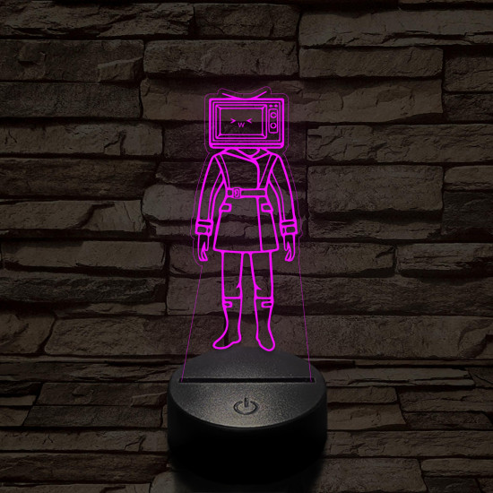 Skibidi Toilet TV hős nő meme 7 színű 3D led lámpa