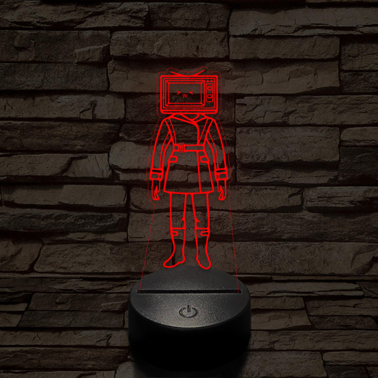 Skibidi Toilet TV hős nő meme 7 színű 3D led lámpa