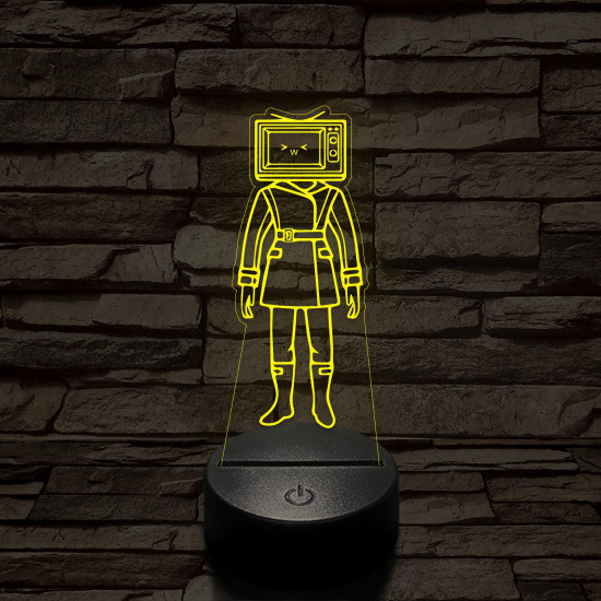 Skibidi Toilet TV hős nő meme 7 színű 3D led lámpa