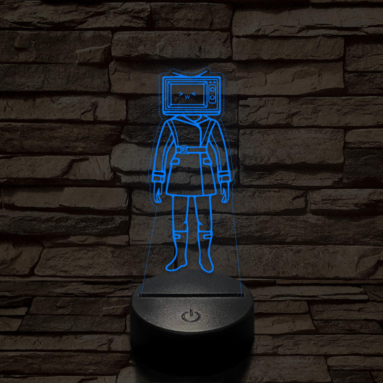 Skibidi Toilet TV hős nő meme 7 színű 3D led lámpa