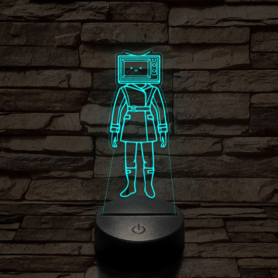 Skibidi Toilet TV hős nő meme 7 színű 3D led lámpa