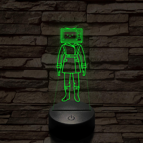 Skibidi Toilet TV hős nő meme 7 színű 3D led lámpa