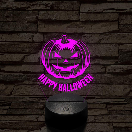Halloween tökfej 7 színű  3D led lámpa