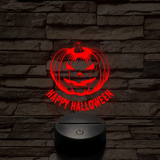 Halloween tökfej 7 színű  3D led lámpa