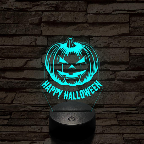 Halloween tökfej 7 színű  3D led lámpa