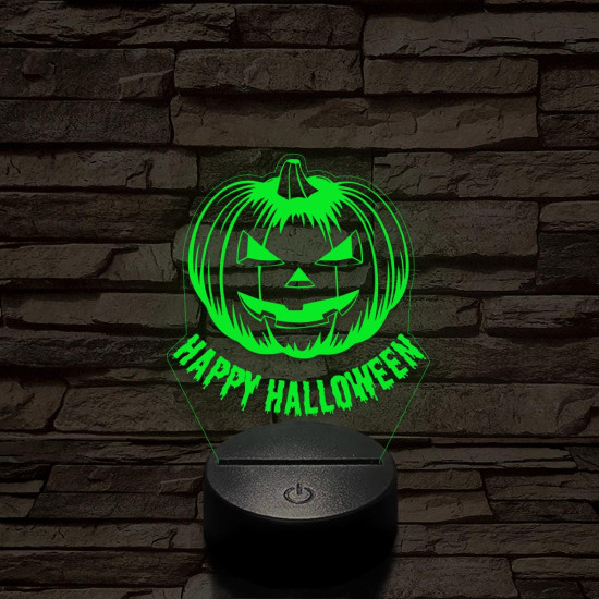 Halloween tökfej 7 színű  3D led lámpa