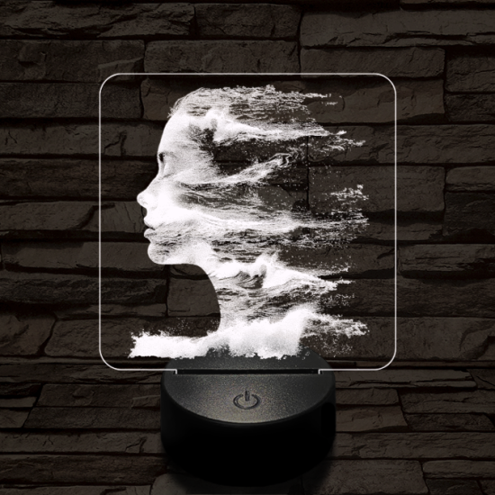 A tenger arca 7 színű valósághű 3D led lámpa