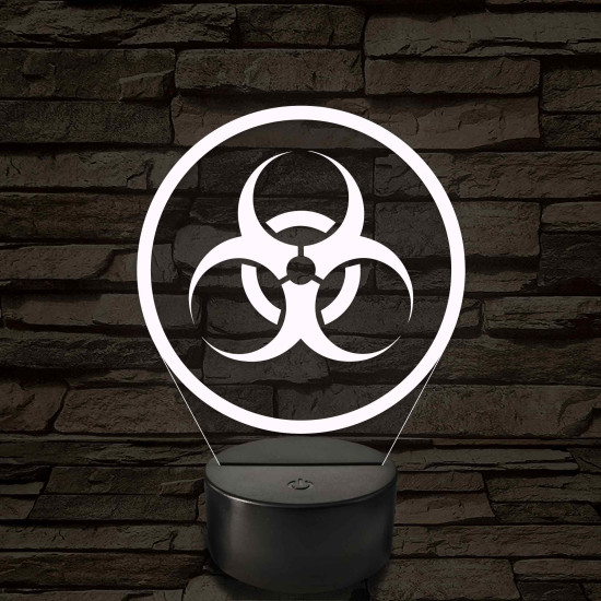 Bioveszély jelzés 7 színű 3D led lámpa