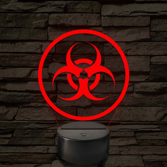 Bioveszély jelzés 7 színű 3D led lámpa