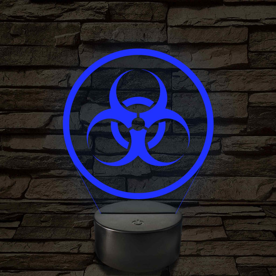Bioveszély jelzés 7 színű 3D led lámpa