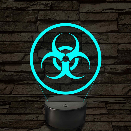 Bioveszély jelzés 7 színű 3D led lámpa