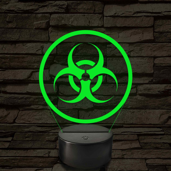 Bioveszély jelzés 7 színű 3D led lámpa
