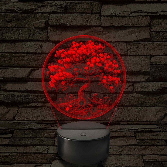 Díszes fa 7 színű valósághű 3D led lámpa