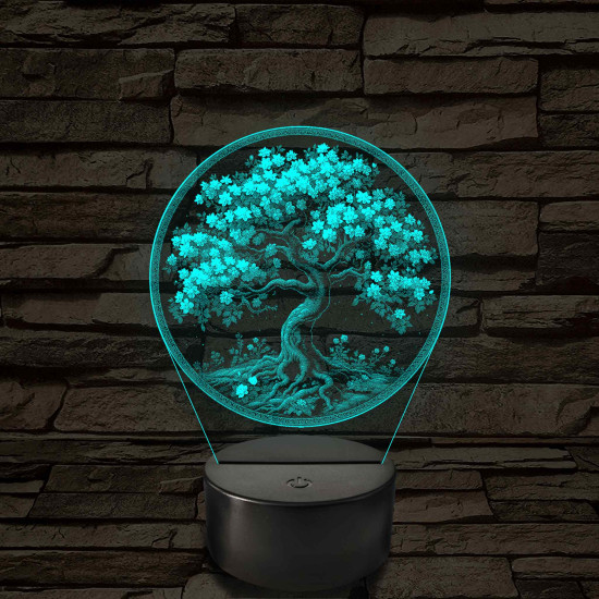 Díszes fa 7 színű valósághű 3D led lámpa