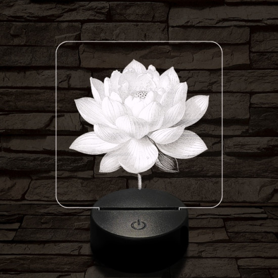 Lótuszvirág ragyog 7 színű valósághű 3D led lámpa