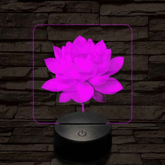 Lótuszvirág ragyog 7 színű valósághű 3D led lámpa