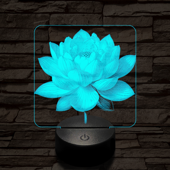 Lótuszvirág ragyog 7 színű valósághű 3D led lámpa