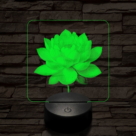 Lótuszvirág ragyog 7 színű valósághű 3D led lámpa