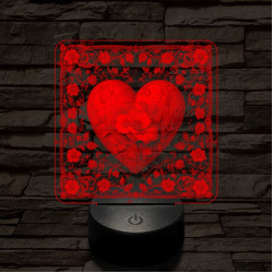 Virágzó szív 7 színű valósághű 3D led lámpa