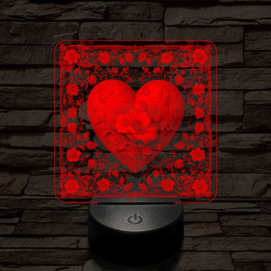 Virágzó szív 7 színű valósághű 3D led lámpa