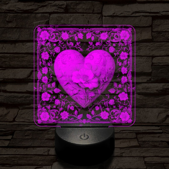 Virágzó szív 7 színű valósághű 3D led lámpa