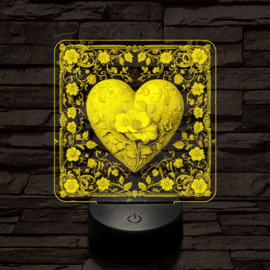 Virágzó szív 7 színű valósághű 3D led lámpa