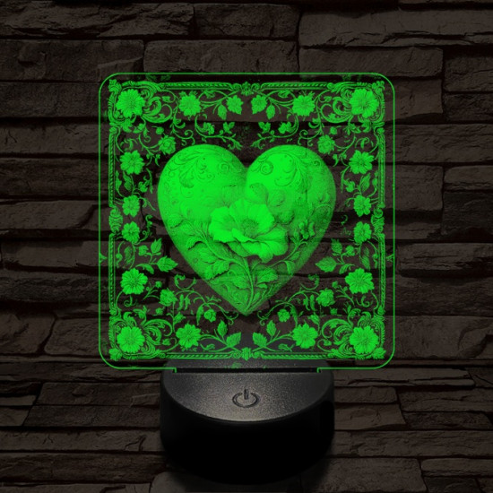 Virágzó szív 7 színű valósághű 3D led lámpa
