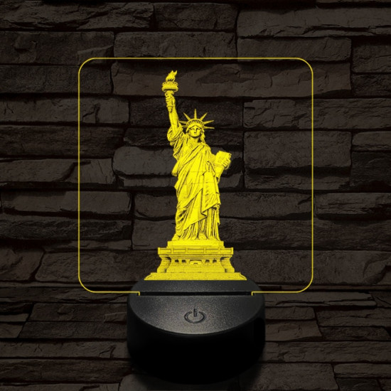 A szabadság szobra 7 színű valósághű 3D led lámpa