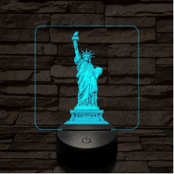 A szabadság szobra 7 színű valósághű 3D led lámpa