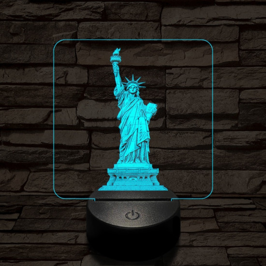 A szabadság szobra 7 színű valósághű 3D led lámpa