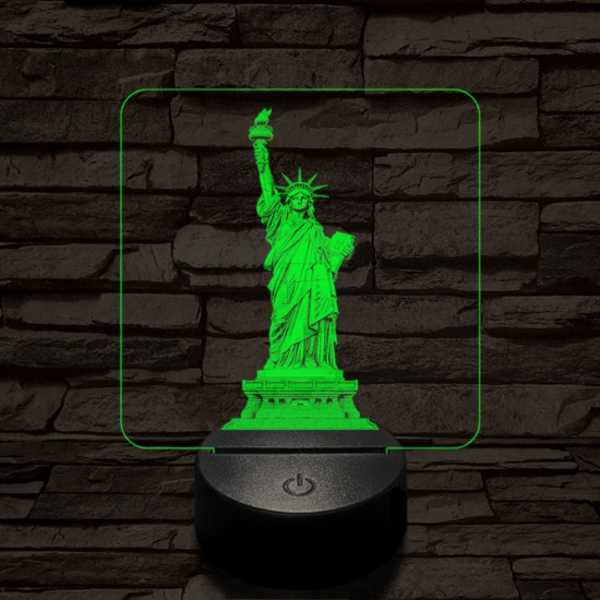 A szabadság szobra 7 színű valósághű 3D led lámpa