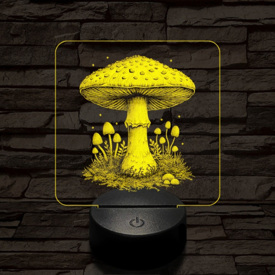 Gombatelep 7 színű valósághű 3D led lámpa