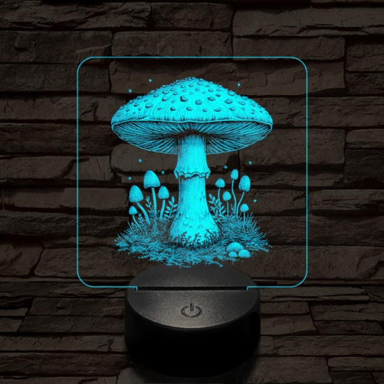 Gombatelep 7 színű valósághű 3D led lámpa