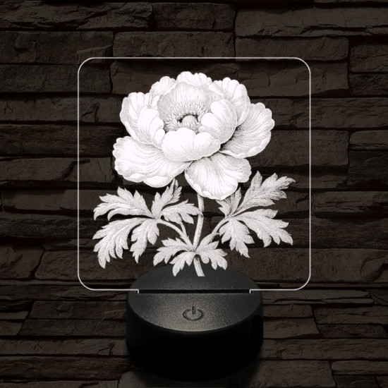 Szellőrózsa 7 színű valósághű 3D led lámpa