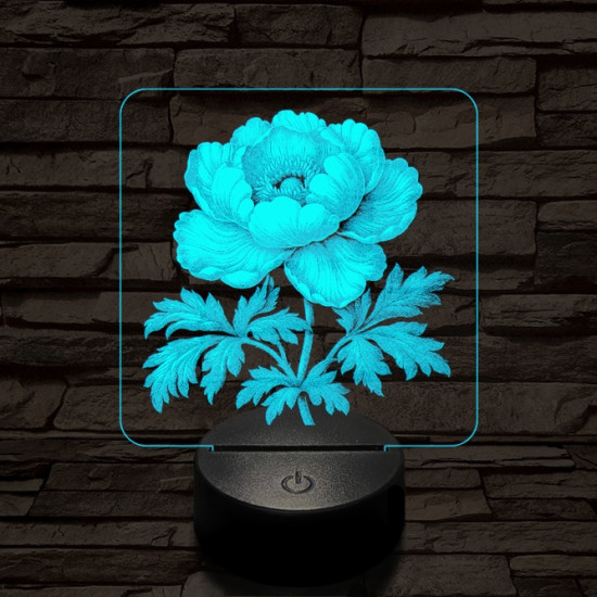 Szellőrózsa 7 színű valósághű 3D led lámpa