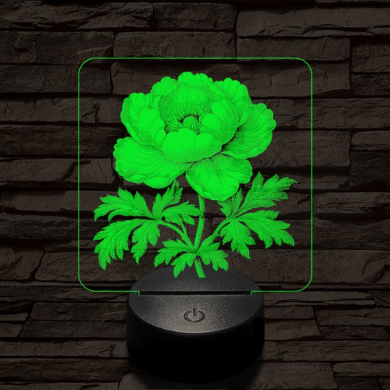 Szellőrózsa 7 színű valósághű 3D led lámpa