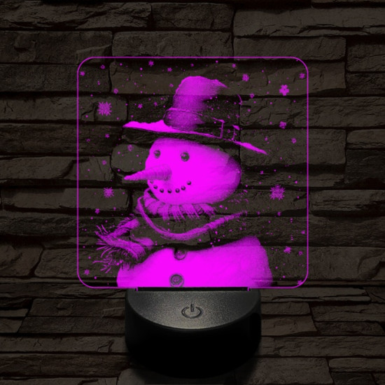 Kedves hóember 7 színű valósághű 3D led lámpa