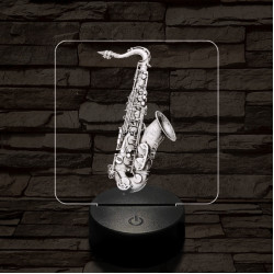 Csillogó szaxofon 7 színű valósághű 3D led lámpa