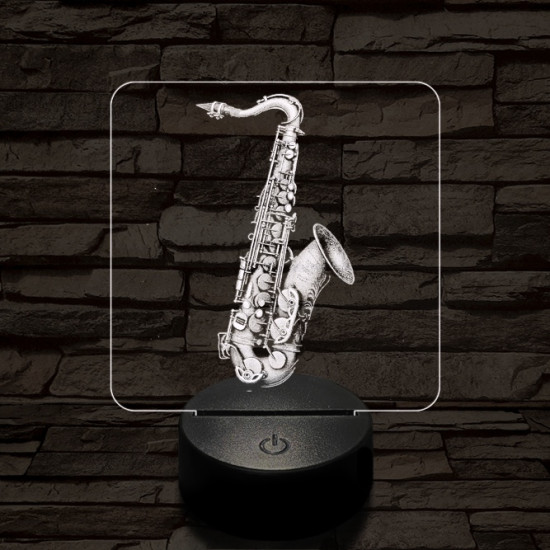 Csillogó szaxofon 7 színű valósághű 3D led lámpa