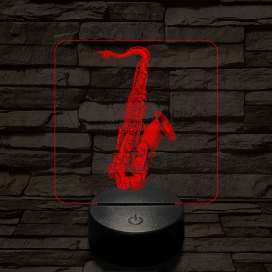 Csillogó szaxofon 7 színű valósághű 3D led lámpa