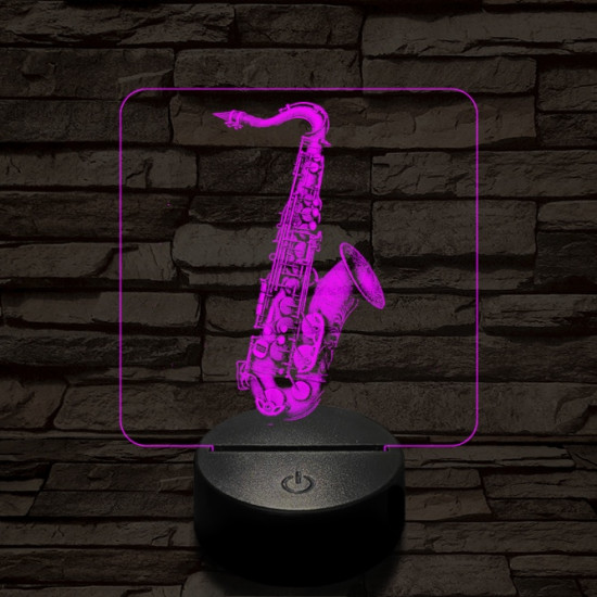 Csillogó szaxofon 7 színű valósághű 3D led lámpa