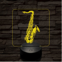 Csillogó szaxofon 7 színű valósághű 3D led lámpa