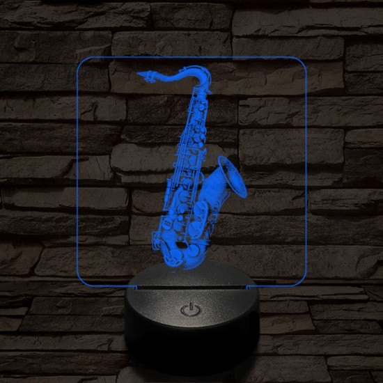 Csillogó szaxofon 7 színű valósághű 3D led lámpa