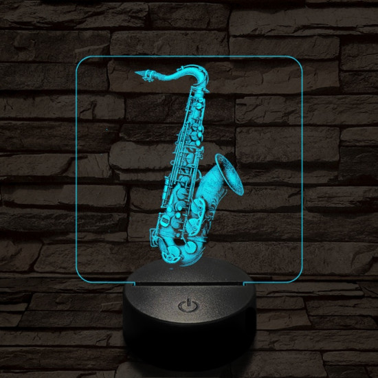 Csillogó szaxofon 7 színű valósághű 3D led lámpa