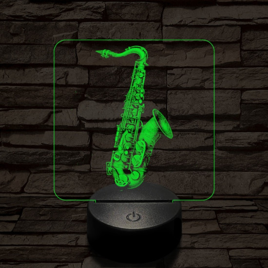 Csillogó szaxofon 7 színű valósághű 3D led lámpa