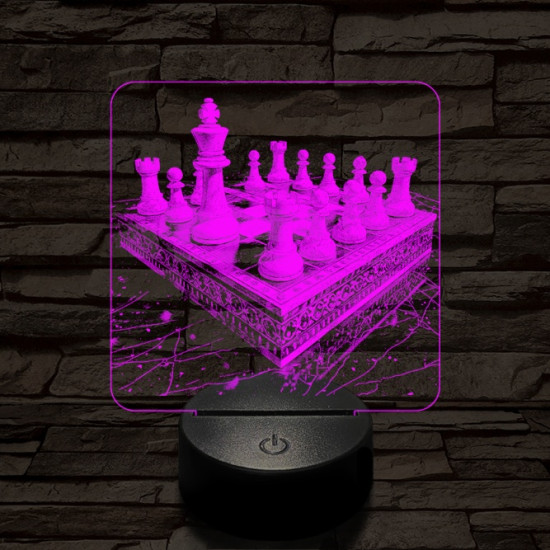 Sakk térfél 7 színű valósághű 3D led lámpa