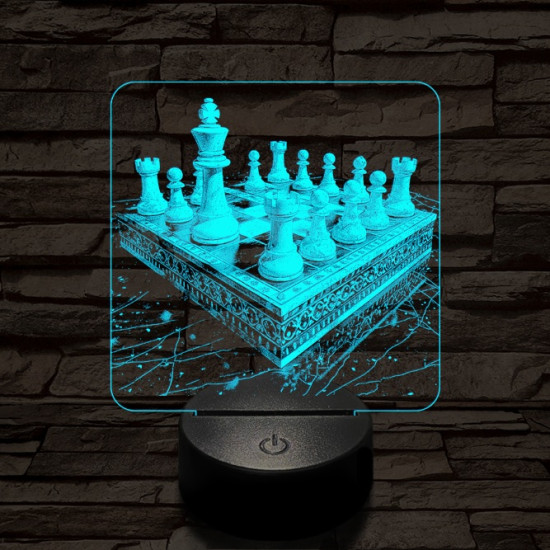 Sakk térfél 7 színű valósághű 3D led lámpa