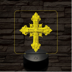 Díszes kereszt 7 színű valósághű 3D led lámpa