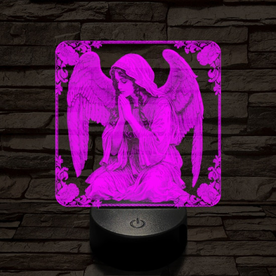 Imádkozó angyal 7 színű valósághű 3D led lámpa