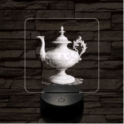 Díszes teáskancsó 7 színű valósághű 3D led lámpa